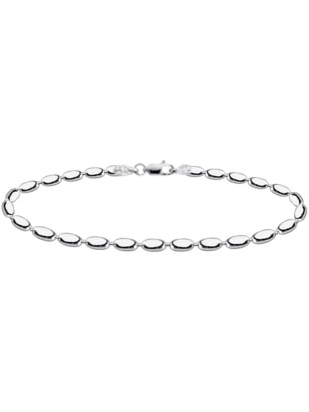 Sterling Silver Oval Rice Bead Strand Bracelet for Women - Italian Made, Gift